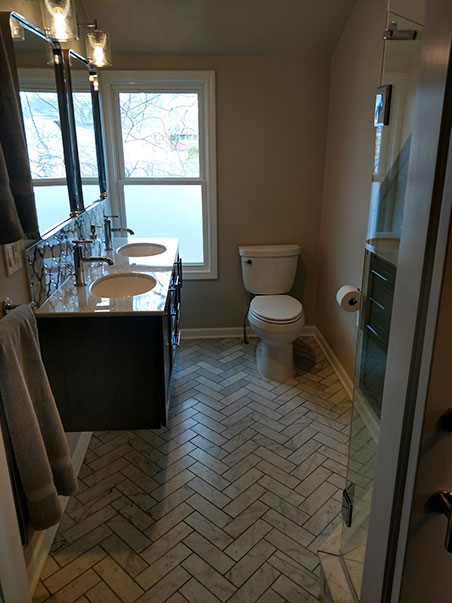 herringbone tile floor